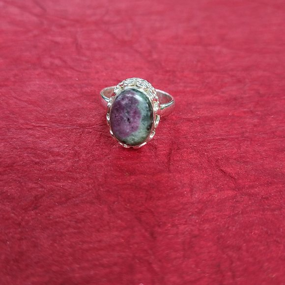 Ruby Zoisite ring sterling silver -Unique gemstone ring - Picture 2 of 16